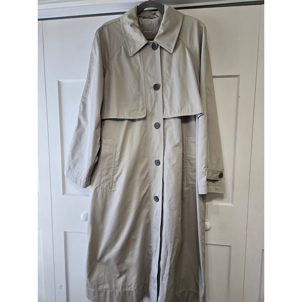 Everlane The Mac Trench Coat Khaki Tan Cotton Longline Storm Flap XL